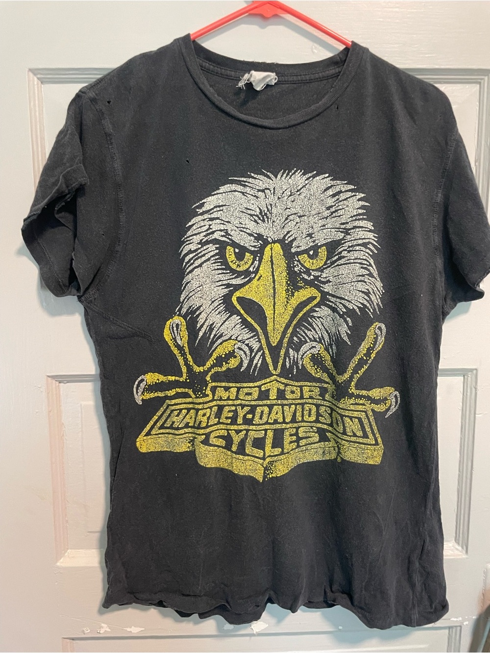 MadeWorn Black Short Sleeve Tee with Yellow & White Eagle Graphic